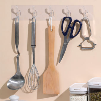 Thanh Treo Thanh Treo Đồ Dán Tường 6 Móc Trong Suốt Siêu Dính, Vỉ 6 Móc Trong Dán Tường Dùng treo quần áo tiện lợi