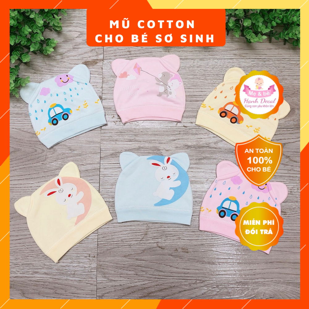 Mũ/Nón sơ sinh chất liệu cotton, Nón giữ ấm đầu cho bé sơ sinh