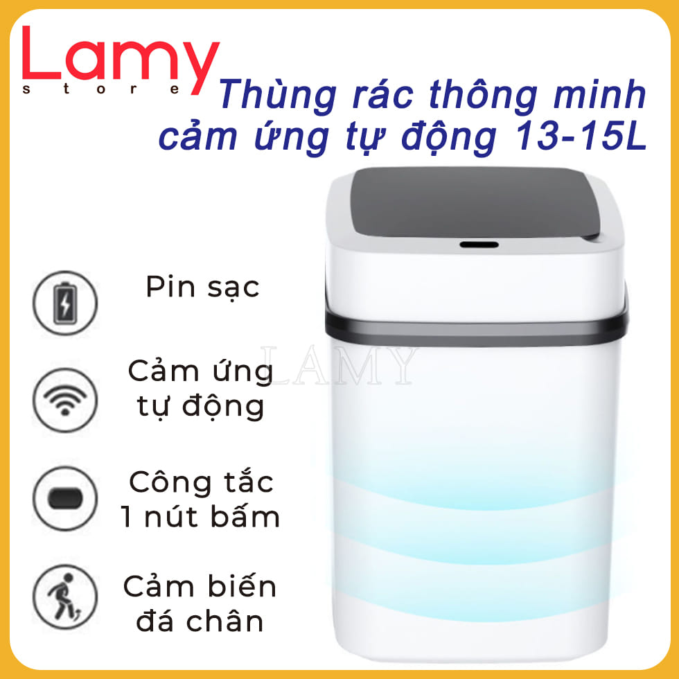 Thùng Rác Cảm Ứng Thông Minh Có Nắp Đóng Mở Tự Động Thùng Rác Cao Cấp Tiện Dụng