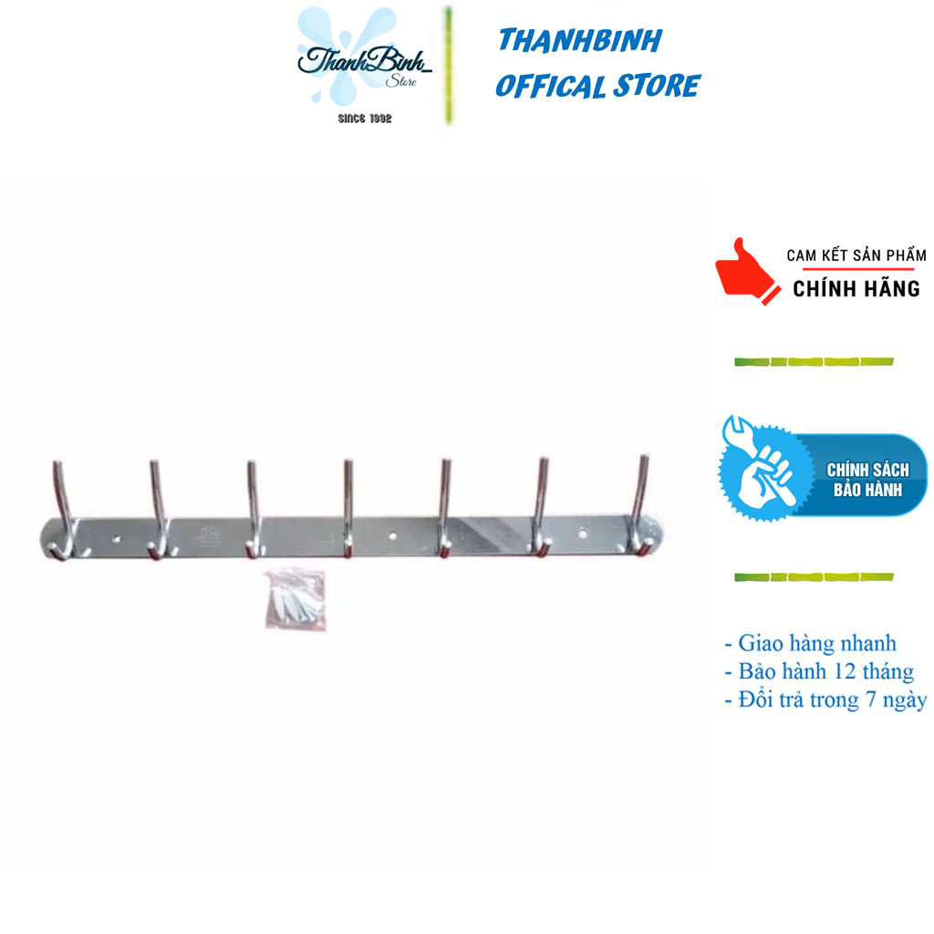 Móc/ mắc quần áo treo đồ inox gắn tường 2 tầng- các loại 7/ 9 móc