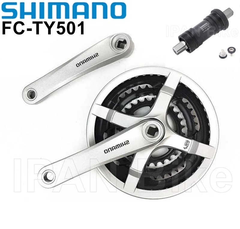 Shimano giò dĩa xe đạp tourney fc-ty501 giò đĩa xe đạp 24-34-42t/28-38-48t giò đĩa xe đạp fc ty501 6/7/8 tốc độ 170mm bb-un101