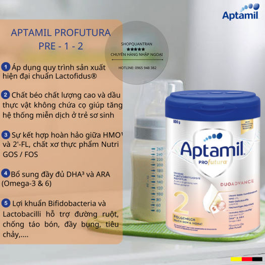 Sữa Aptamil Đức Bạc Pre,1,2 (Date 2025 Mẫu Mới) 800G Chính Hãng Giá Tốt