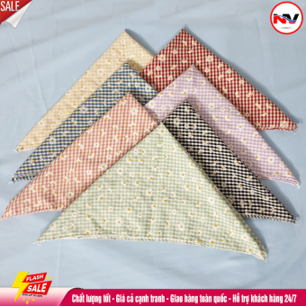Khăn Bandana Turban Kẻ Caro Hoa Cúc Thanh Lịch Cho Nữ