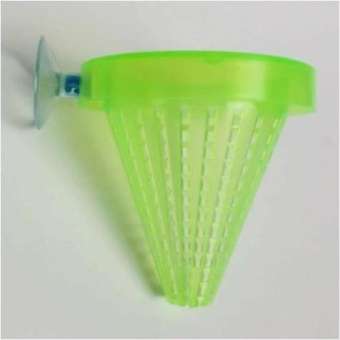 combo 2 Dụng cụ cho cá ăn - Rổ nhựa hình phễu có hít kính
