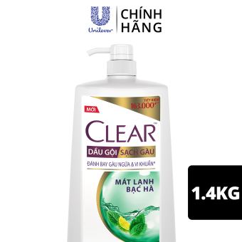 MUA 199K TẶNG 1 QUÀ - Dầu Gội Clear Sạch Gàu Dầu Gội Sạch Gàu Mát Lạnh Bạc Hà 3X Sức Mạnh Đánh Bay Gàu, Ngứa, Vi Khuẩn 1.4Kg