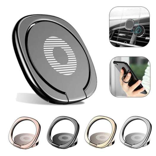 IRING Móc Dán Lưng Điện Thoại Ring Phone Hình Vuông Vân Tròn Giữa - Giá Đỡ Dán Lưng Điện Thoại Phong Cách - Đen