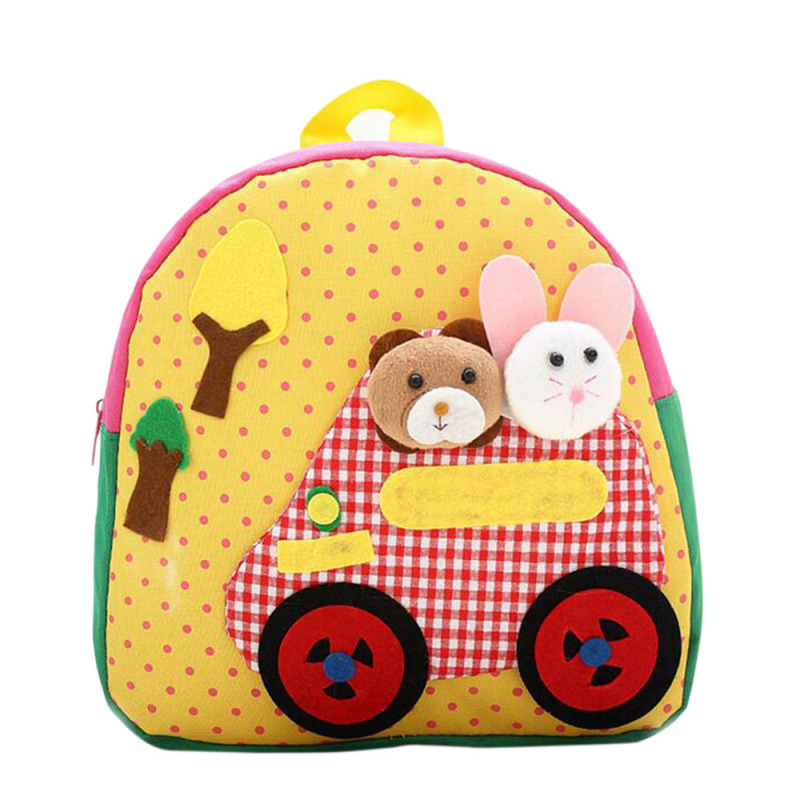 Children Schoolbags Rabbit and Bear Pattern Handmade Baby Boys
Girls Backpack Bags Yellow