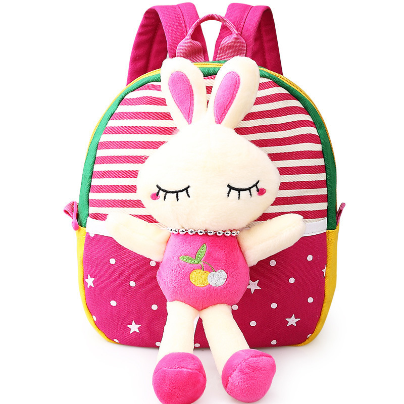 Childrens school bags for boys and girls in kindergarten kids 1-3 years baby bag cute backpack Red Rabbit