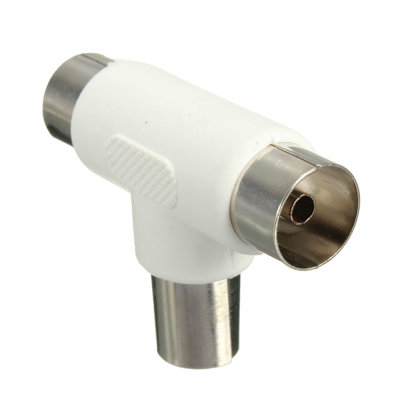Coax Coaxial Antenna Y Splitter Adapter Aerial to CATV TV Converter Socket Plug