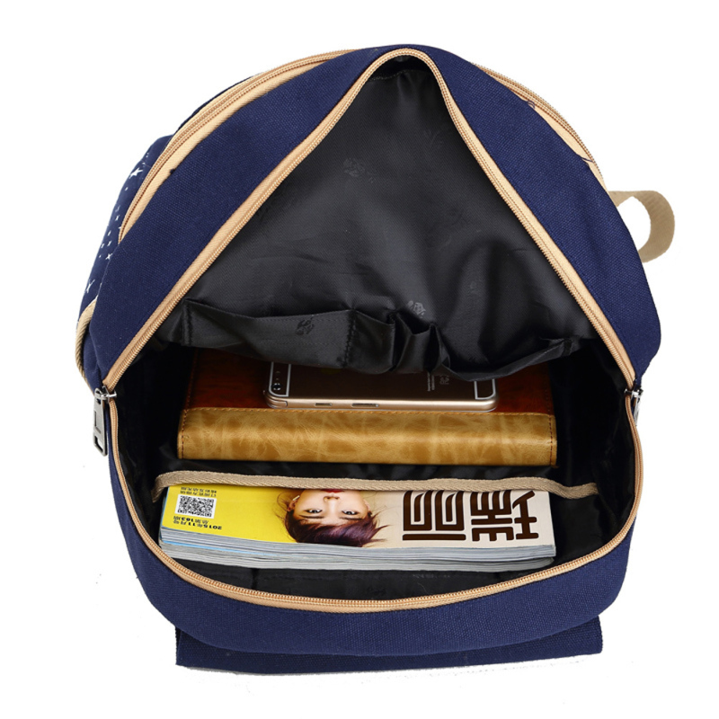 Girl Canvas School Bag Backpack Travel Rucksack