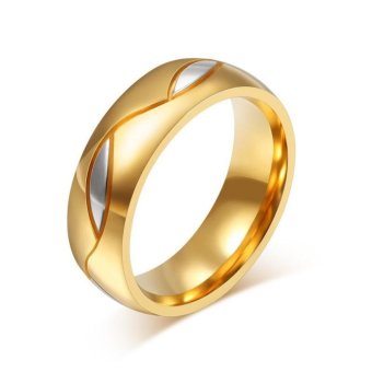 Yika Women Men Wedding Couples Rings For Love 33K Gold Plated CZ Stainless Steel Ring -