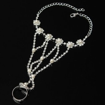 Crystal Rhinestone Pearl Hand Harness Bracelet Chain Link Finger Ring Jewelry April 2018 - 3 Crystal Rhinestone Pearl Hand Harness Bracelet Chain Link Finger Ring Jewelry - 3