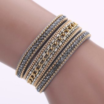 New Jewelry Woman Top Magnetic Clasp Leather Crystal Bracelet Gray - Intl April 2018 - 2 New Jewelry Woman Top Magnetic Clasp Leather Crystal Bracelet Gray - Intl - 2