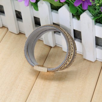 New Jewelry Woman Top Magnetic Clasp Leather Crystal Bracelet Gray - Intl April 2018 - 5 New Jewelry Woman Top Magnetic Clasp Leather Crystal Bracelet Gray - Intl - 5
