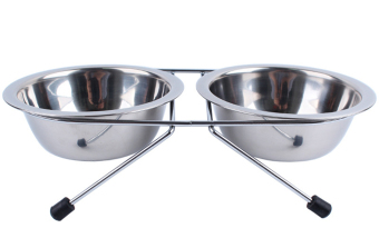 EOZY 34cm Double Stainless Steel Dog Bowls Food Container Anti Slip Puppy Cat Food Drink Water Dish (Silver) April 2018 - 2 EOZY 34cm Double Stainless Steel Dog Bowls Food Container Anti Slip Puppy Cat Food Drink Water Dish (Silver) - 2