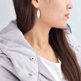Feelontop Punk Rock Enamel Feather Shape Drop Earrings - Intl April 2018 - 5 Feelontop Punk Rock Enamel Feather Shape Drop Earrings - intl - 5