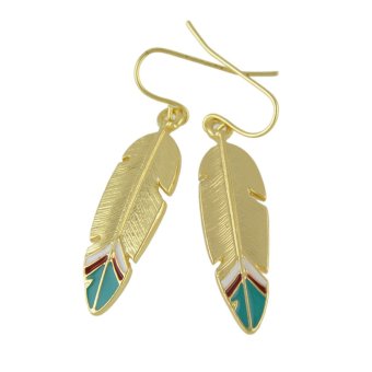 Feelontop Punk Rock Enamel Feather Shape Drop Earrings - Intl April 2018 - 2 Feelontop Punk Rock Enamel Feather Shape Drop Earrings - intl - 2
