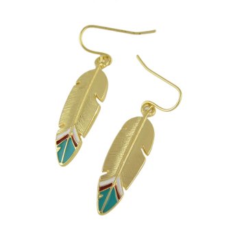 Feelontop Punk Rock Enamel Feather Shape Drop Earrings - Intl April 2018 - 3 Feelontop Punk Rock Enamel Feather Shape Drop Earrings - intl - 3