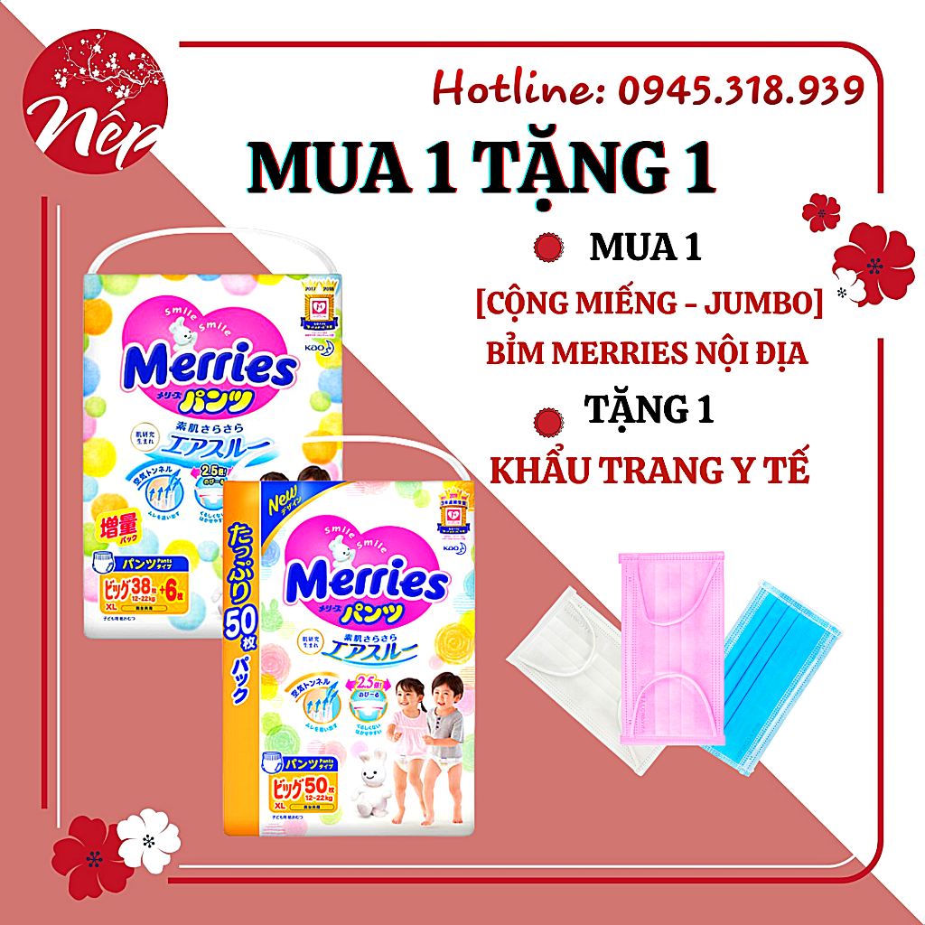 BỈM MERRIES NỘI ĐỊA NHẬT CỘNG MIẾNG ĐỦ SIZE NB96/S88/M68 dán/M64 quần