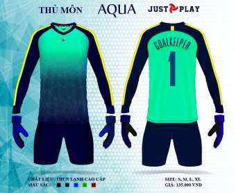 Quần áo thủ môn không logo AQUA vải mịn kiểu dáng siêu đẹp