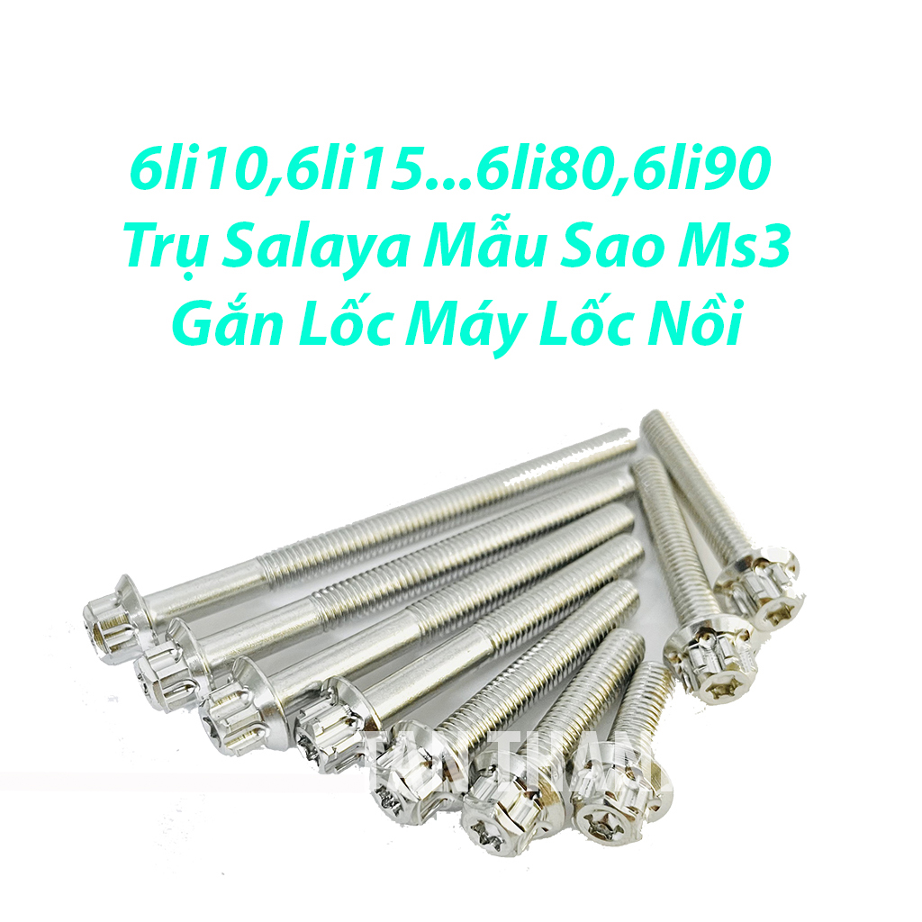 Ốc Salaya Inox 304 6li10 6li15 6li20 6li25 6li30 6li35 6li40 6li50 6li60 6li65 6li70 6li80 6li90 Bắt Lốc Máy Các Dòng Xe-PTTT