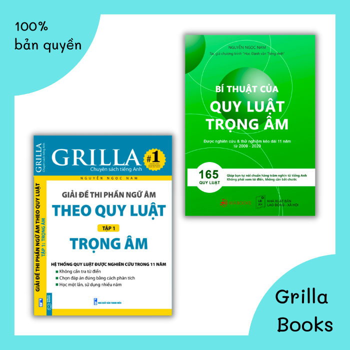 Sách đọc Tiếng Anh chuẩn trọng âm COMBO: Bí thuật trọng âm Tiếng Anh và Giải đề thi Tiếng Anh theo quy luật trọng âm
