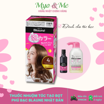 Thuốc nhuộm tóc phủ bạc Kao Blaune Nhật Bản, tạo bọt gội nhuộm dành cho tóc bạc