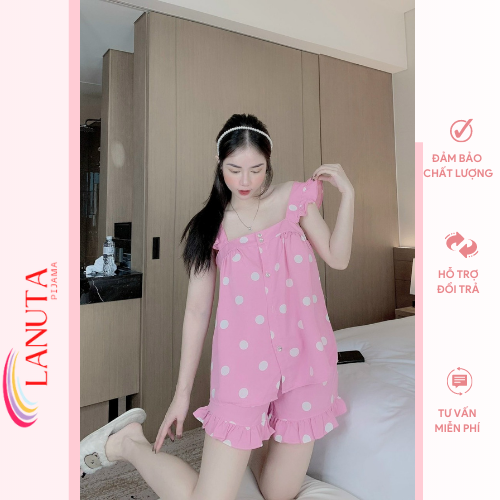 Đồ ngủ  nữ 2 dây sexy pijama lụa bigsize cute mặc nhà dễ thương chất liệu mango cao cấp LANUTA AO