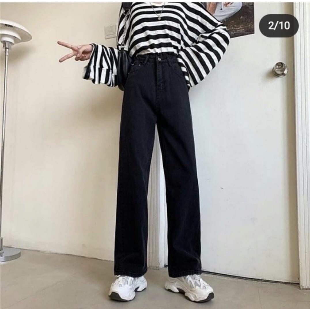 Quần baggy jeans nữ LBLinhBig Store form rộng, ống rộng, wash thời trang 2 ống SBG03 – quần bò nữ ulzzang