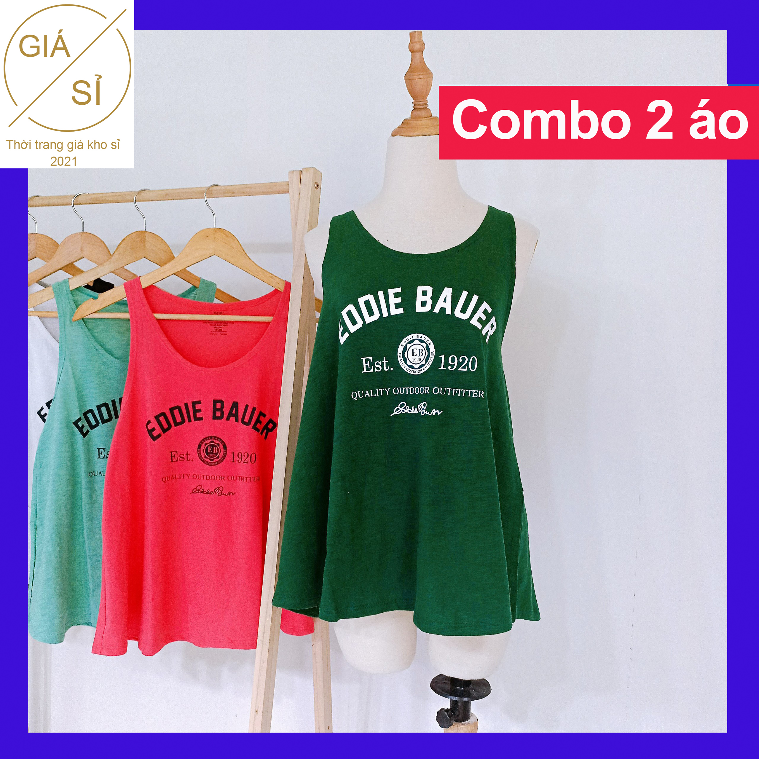 Combo 2 Áo ba lỗ nữ tanktop form rộng dáng xòe in chữ eddie thun cotton đơn giản mặc mát balo nữ cụt tay tập gym thun giấy dáng rộng giấu bụng không tay xách nách 3 lỗ dễ thương cá tính