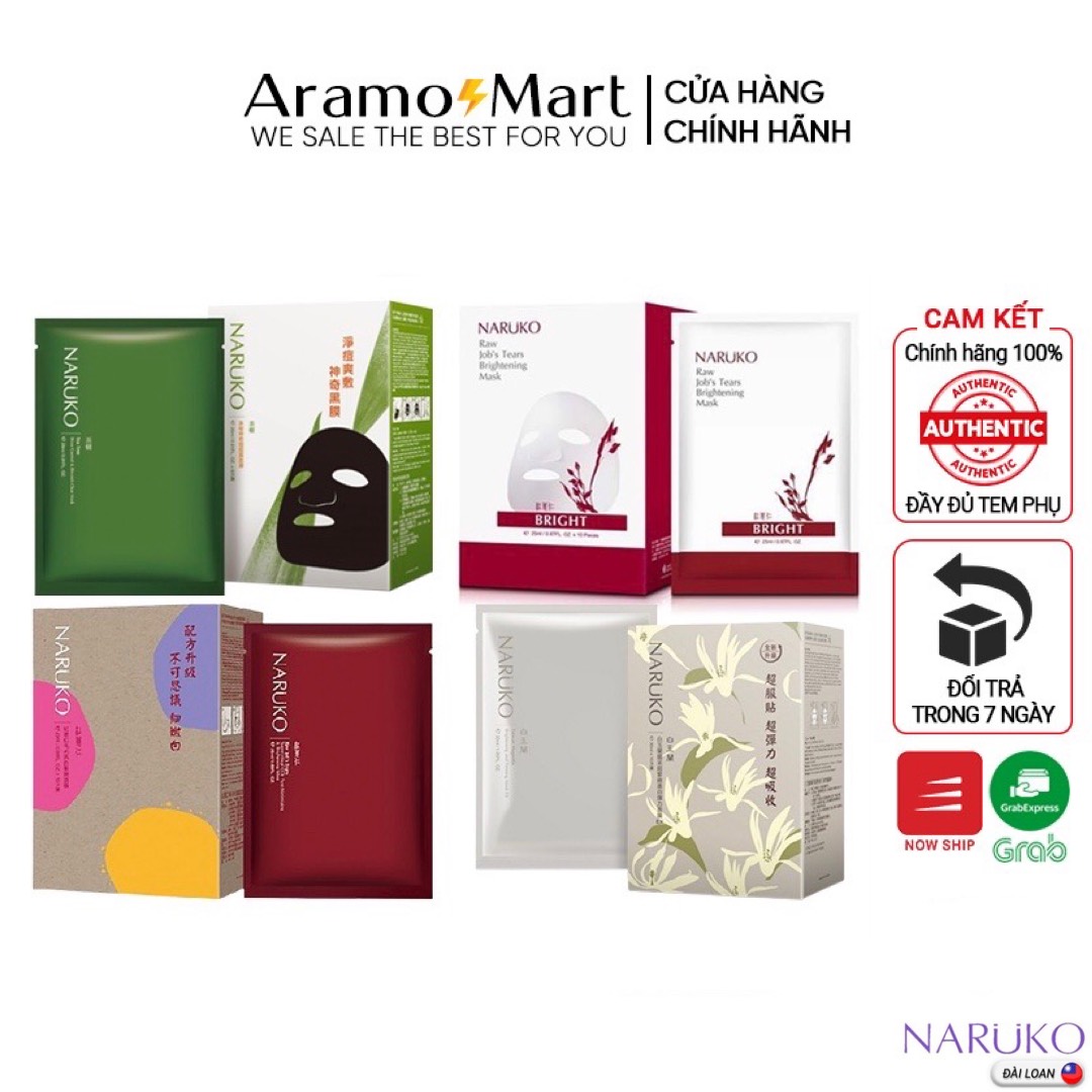 Mặt nạ da dầu mụn Naruko trà tràm 8 miếng/hộp - Naruko Tea Tree Shine Control and Blemish Clear Mask 8pcs/box *AramoMart*