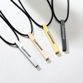 Vòng Cổ Thanh VNOX, Tên Khắc Cá Nhân Vòng Cổ Ngày Sinh, Vòng Cổ Dây Mặt Dây Chuyền Thanh Dọc 个性定制立体棒名字项链母亲节礼物