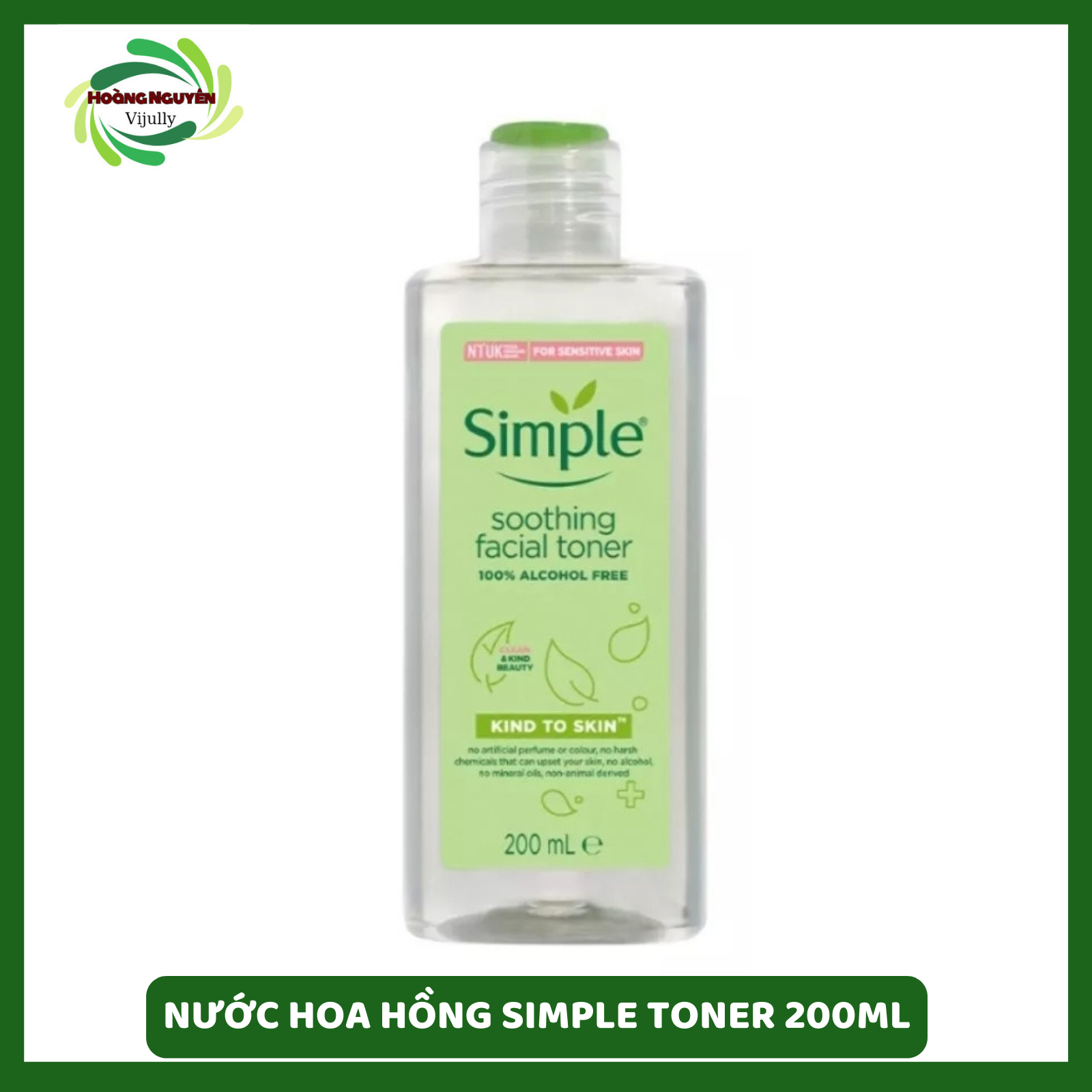 Nước hoa hồng cân bằng da dịu nhẹ simple kind to skin soothing facial toner 200ml
