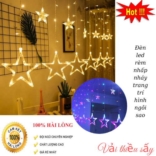 Đèn Led Trang Trí Hình Ngôi Sao - Đèn led rèm 12 ngôi sao - Đèn led nhấp nháy trang trí hình ngôi sao