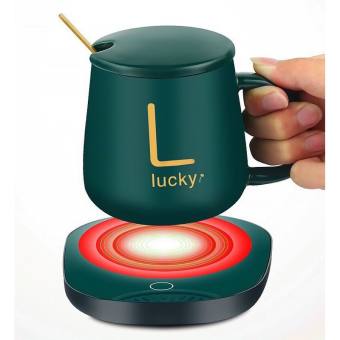 Cốc hâm nóng đồ uống kèm đế điện ,gồm bộ ly sứ ,đế điện hâm nóng Cafe chè cháo , thìa ,hộp đựng sang trọng
