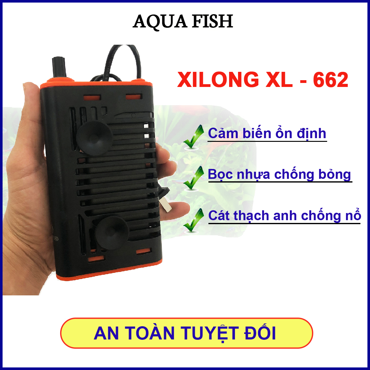 Sưởi Cho Bể Cá XILONG XL-662 (tăng nhiệt nhanh, giữ nhiệt lâu, có vỏ nhựa chống bỏng, an toàn tuyệt đối cho cá)