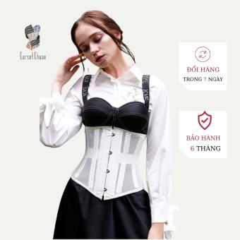 Đai nịt bụng Corset lưới Corset Chuẩn thắt dây phía sau siêu định hình eo màu trắng