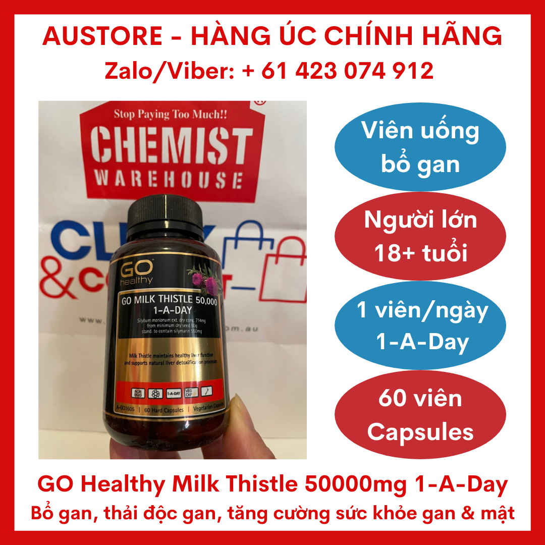 Go healthy milk thistle 50000mg, thompson's milk thistle 42000 1-a-day 60 vege capsules - bổ gan, thải độc gan go healthy milk thistle 50000mg, thompson's milk thistle 42000 60 viên nang