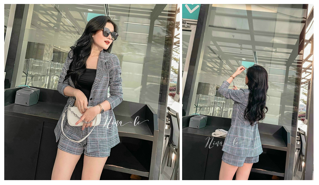 Set 3 món áo vet kèm quần đùi thời trang sang chảnh
