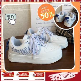 Giày Thể Thao Nữ Đế Bằng Basic Bata Kiểu kẻ chỉ họa tiết hot mới thời trang phong cách Hàn Quốc đẹp màu trắng