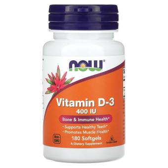 NOW Foods (USA), Vitamin D-3, Structural Support, 400 IU, 180 Softgels (HSD 08/2025)