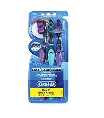 Bàn chải đánh răng oral-b easy clean đen vỉ 3 cây