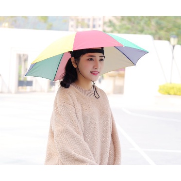 👒 Mũ ô dù đội đầu gấp gọn tiện lợi che nắng che mưa ☔️