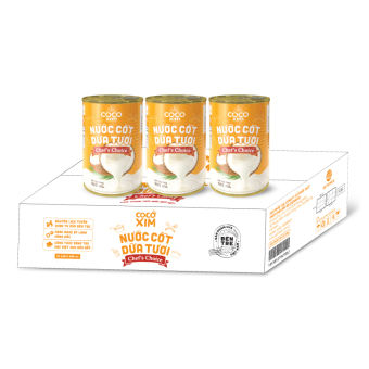 Thùng 24 Lon 400ml Nước cốt dừa tươi từ trái dừa nguyên chất 100- Chef's Choice - Thương hiệu COCOXIM-đồ ăn vặt