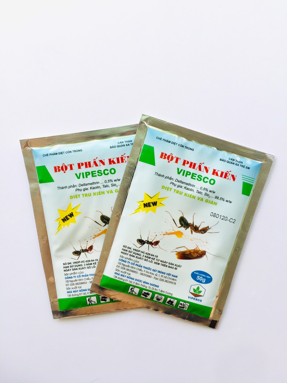 Bột phấn kiến vipesco diệt trừ kiến gián, bọ chét, ve chó hiệu quả gói 50 gam