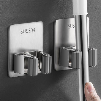 Móc Treo Cây Lau Nhà - Chổi Lau Nhà INOX 304 Cao Cấp Dán Tường