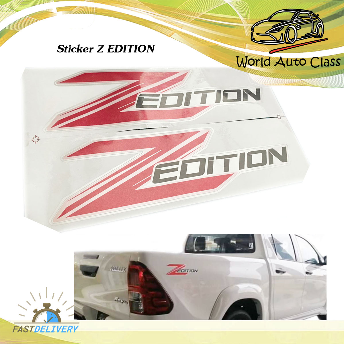 Sticker sticker Z - EDITION floor gray ball Z red (as pic) sticker stick Toyota Hilux Revo zedition-galaxy4 door 2018-2021 have service freight collect ราคา 250 บาท*ส่งฟรี