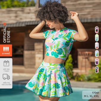 Đồ bơi nữ bikini tay ngắn phối chân váy gymme - 17061