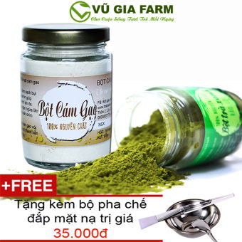 Combo Bột Trà Xanh + Bột Cám Gạo - Nguyên Chất Vũ Gia (100g/hũ) + Tặng Bộ đắp mặt nạ  - Đắp mặt dưỡng da, tẩy tế bào chết, xóa mờ thâm nám tàn nhang hiệu quả - Đã được kiểm nghiệm y tế