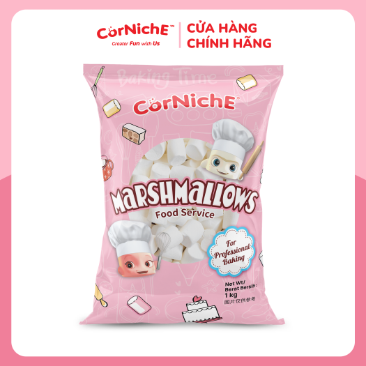 Kẹo Xốp Marshmallows 1kg( hạt to) làm kẹo nougat, nướng...